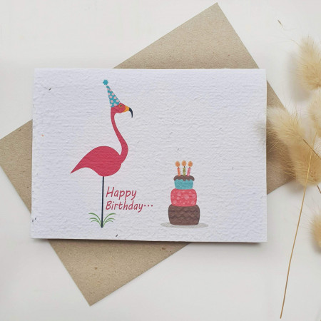 Plantable Birthday Day Card  Flamingo
